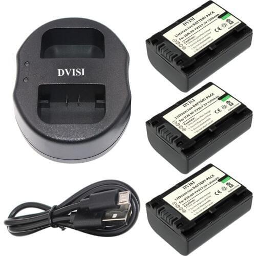 3Pcs NP-FV50 NP FV50 Rechargeable Camera Battery+USB Dual Charger for Sony NP-FV30 HDR-CX150E HDR-CX170 NP-FV70 NP-FV100 NP-FH50