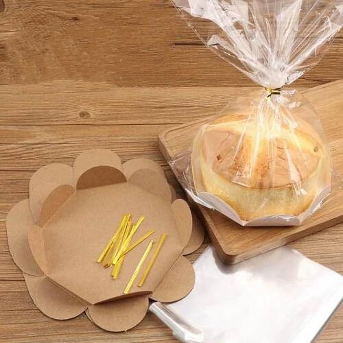 6/8 Inch Round Shape Cake Box Cupcake Embryo Toast Cake Tray Snack Bread Baking Packaging Box Transparent Pastry Bag 10pcs/Set