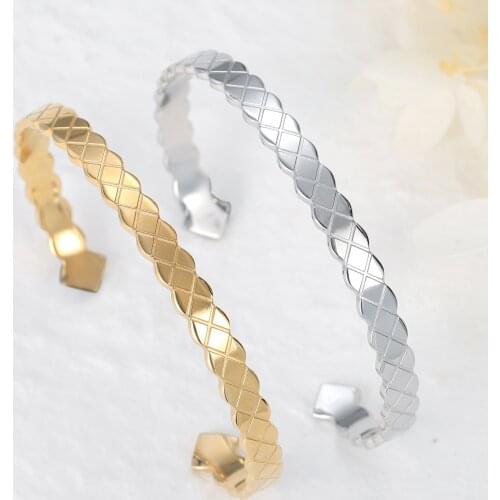 Qitian Bracelet For Women Simple Cuff Bangle Wave Stainless Steel Fashion Jewelry For Girlfriend Charm Girl Bracelet Jewelry Lov