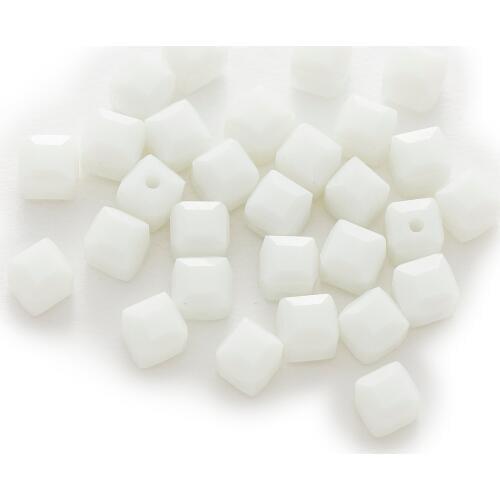 50 Piece White Cut Faceted Crystal Glass Square Beads For Handmade Bracelet Necklaces DIY Jewelry Making 4-8mm