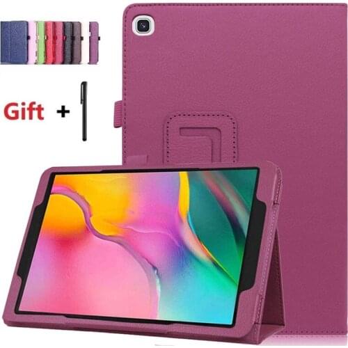 Tablet Case For Samsung Galaxy Tab A 2019 SM-T510 SM-T515 T510 T515 Flip Stand Cover Litchi Style Protector Shell+Film+Stylus
