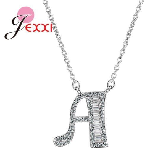 Hip Hop 925 Sterling Silver Pendants Necklaces For Women Cubic Zirconia 26 Letters Chain Wedding Anniversary Gift Jewelry