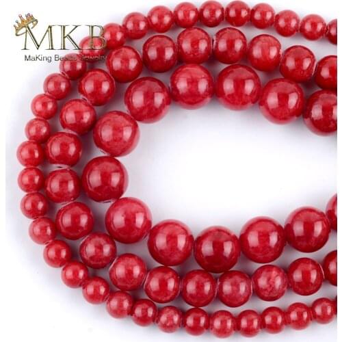 Wholesale Natural Red Jades Stone Loose Round Beads For Jewelry Making 4mm-12mm DIY Bracelet Necklace Jewellery Strand 15"