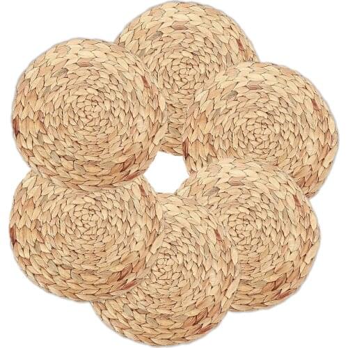 Round Woven Rattan Table Mat Rattan Placemats Dining Table Mat Water Gourd Placemat Round Pad Dining Table Mat Straw Cup Coaster