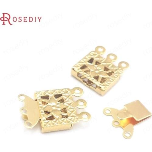 40446)10PCS Full Size 13x10MM Width 10MM Height3MM 24K Gold Color Brass Necklaces Connect Clasps Diy Jewelry Making Supplies