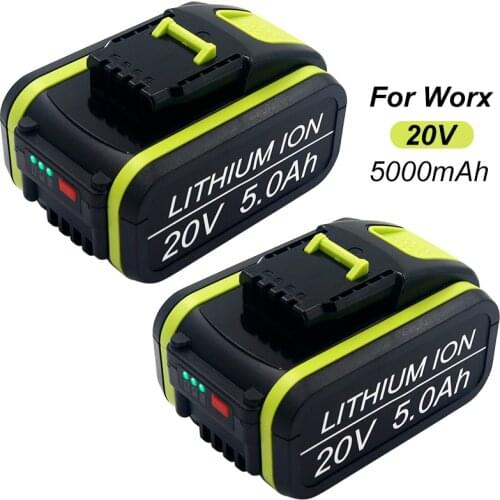 2PCS 20V 5.0Ah Li-Ion Rechargeable Battery for Worx Power Tools WA3553 WA3551 WX390 WX176 WX178 WX550 WX678 WX386 WX279 WA3572