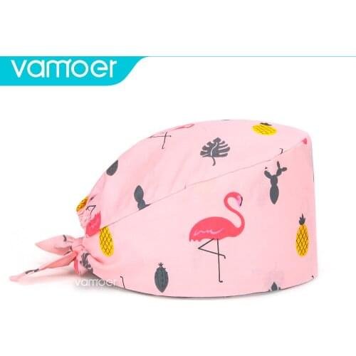 Medical head cap Adjustable Unisex Printing Cotton Scrub Hat Beauty Salon Work Surgical Cap Nurse Hats Elastic Nurse Accessories