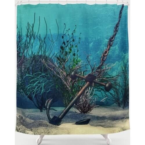 Marine Anchor Shower Curtain Waterproof Bathroom Decorations Polyester Bathroom Shower Curtain