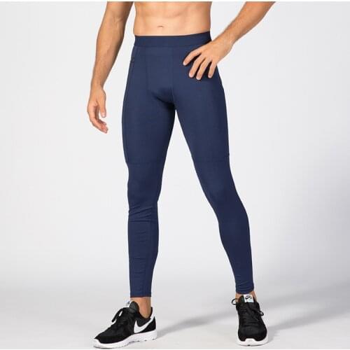 Mens zipper pocket fitness pants PRO sports running training sweat fast dry high rebound tights leisure pants Y1070