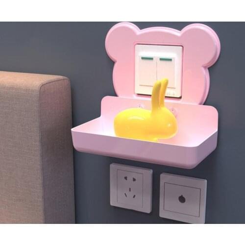 Socket Wall Shelf Punch Free Vertical PP Plastic Wall Mounted Shelf Rack for Home