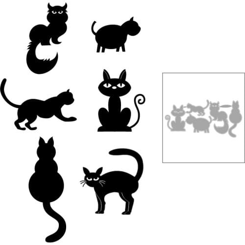 2020 New Halloween Animal Decoration Metal Cutting Dies Cat Silhouettes Die Cut Scrapbooking For Craft Card Making no Stamps Set
