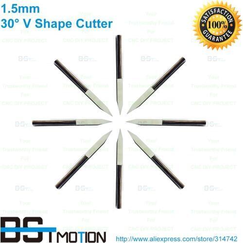 NEW 3.175X30X1.5mm Tungsten Bit 3.175mm Shank 1.5mm V Shape Carbide PCB Engraving Bits CNC Router