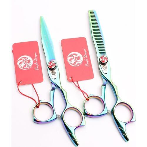 Z9017 6'' JP 440C Purple Dragon Green Professional Scissors for Hairdressers Cutting Scissors Thinning Shears Solon Styling Tool