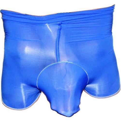 Sexy Men Shiny Glossy U Convex Pouch Boxers COCK Ring Breathable Solid Underwear Sheer See Through Gay Wear Plus Size 12