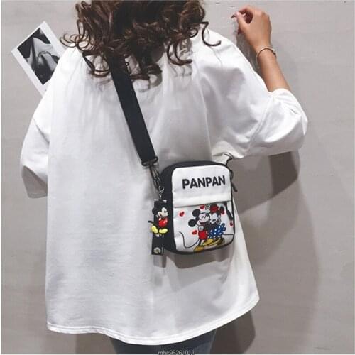 Disney Female Canvas Bag Mickey Mouse Minnie Messenger Bags For Women Student Cute Girl Shoulder Bag Ladies Shopping Handbag