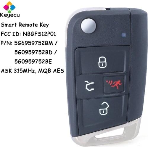 KEYECU Smart Flip Remote Key for Volkswagen Jetta Golf GTI Fob 315MHz NBGFS25C1 NBGFS12P01 5G6959752BM 5G0959752BD 5G0959752BE
