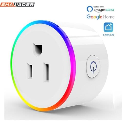 Wifi Smart Power Plug Mini US Socket RGB Colorful LED Light Homekit 10A Voice Control Works With Tuya Alexa Google Home IFTTT