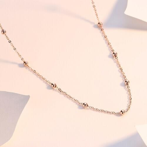 YSH new 100% 925 sterling silver original all-match round beads clavicle chain fit women holiday gifts DIY jewelry free shipping