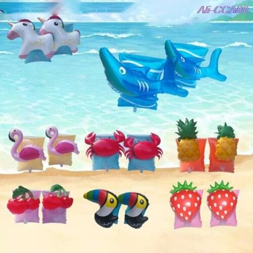 1pair Baby Swimming Ring Arm Circle Pool Float Inflatable Swimming Safety Training Watermelon Whale Dinosaur Crab Pool Party Toy