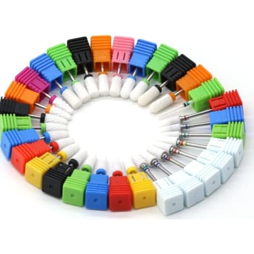 10PCS/Bag Professional Milling Cutter Ceramic Diamond Nail Drill Bits Set Rotary Burr Electric Nail Files for Gel Polish Remover