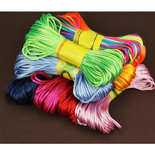 20 Meters 2mm Chinese Knot Rattail Satin Cord Nylon Macrame Braiding String Knitting Rope DIY Clothing Sewing Accessories