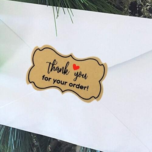 250pcs Thank You for Your Order Stickers Handmade Baking Packaging Seal Label Kraft Paper Scrapbooking Decor