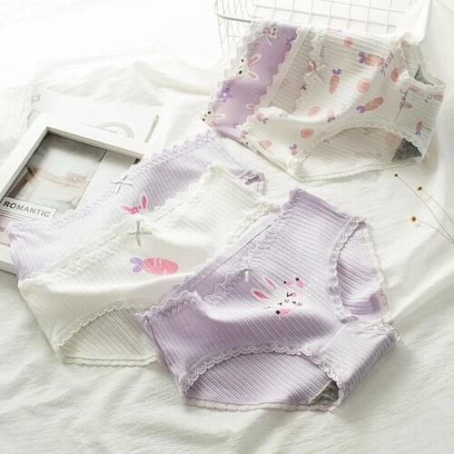 3pcs Underwear Women 2021 Spring Graphene Cotton Panties Briefs Femme Antibacterial Mid Rise Girl Pink Cute Sexy Panty Lingerie