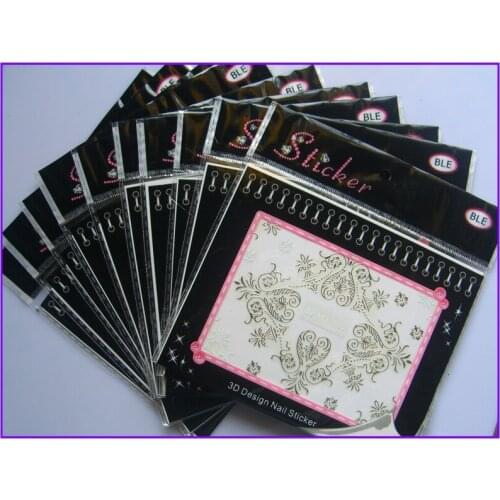 5X SELF ADHESIVE GOLD SILVER 3D NAIL ART STICKER TATTOO BUTTER FLY FISH FLOWER TB SERIAL