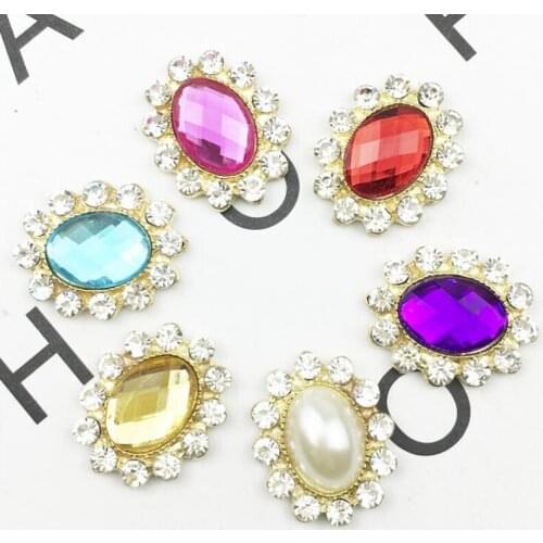 50pcs Flower Jewelry Charms Strass Stone Crystal Rhinestone Buckle Button Wedding Brides Hairpin Invitations Decor Brooch Decor