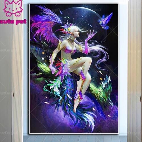 5D puzzle Fantasy Peacock Fairy DIY Full square Diamond Painting decor Diamond Rhinestone Embroidery Cross Stitch Mosaic decor