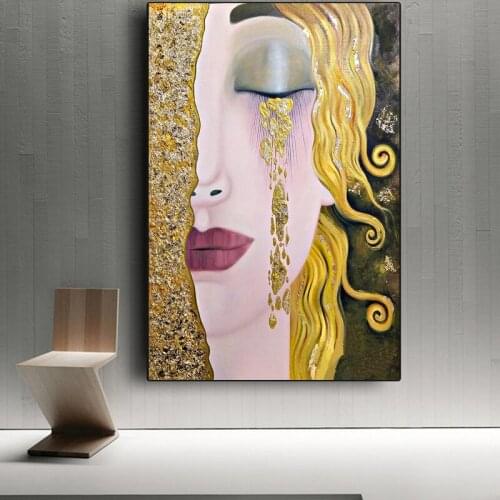 Art Gustav Klimt Golden Tears And Kiss Oil Painting on Canvas Posters and Prints Cuadros Wall Art Pictures For Living Room