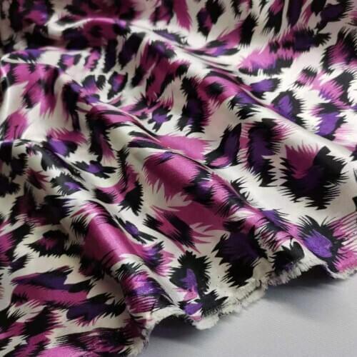 Leopard Print Satin Fabric Decor Sewing Craft Cosplay Material Polyester Doll Cloth Silky Fashion