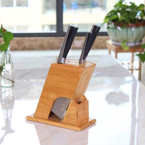 Bamboo Kitchen Knife Holder Multifunctional Storage Rack Tool Holder Wood Knife Block Stand Kitchen Accessories Tools