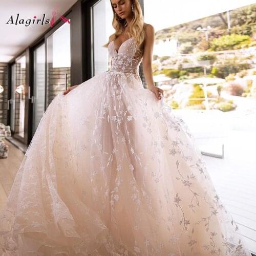 Glitter Lace Appliques Wedding Dress 2020 Sexy Vneck Straps Bride Dresses Long Train Dress Wedding Gowns Mermaid Wedding Dress