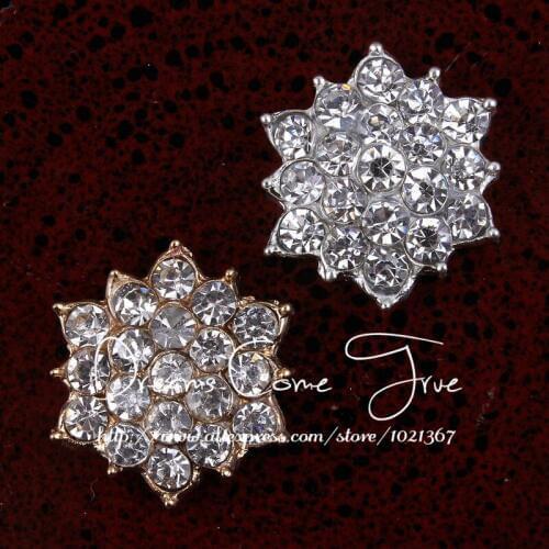 50pcs/lot 18mm 2Colors Factory Price Artificial Bling Metal Alloy Snow Rhinestone Decorative Button For Baby Girls Hair Flowers