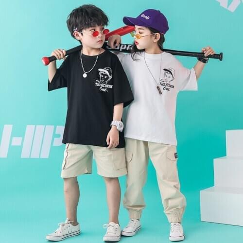 Children Hip Hop Clothing Cotton Loose Sweatshirt T Shirt Tops Casual Pants for Girls Boys Dance Costume Wear Ballroom Clothes