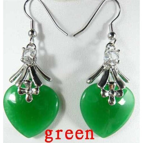 Design women grade latest wholesale good Noblest womens green heat love gem bead earrings 5.29