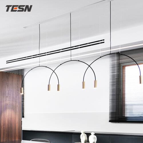 Designer Espresso Dining Room Chandelier Nordic Simple Modern Dining Room Bar Lighting Geometric Art Line Restaurant Lamp