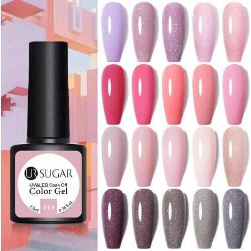 UR SUGAR Nude Glitter Gel Varnishes 7.5ml Macaron Hybrid Gel Nail Polish Semi-Permanent For Nail Art Manicure UV Base Top Coat