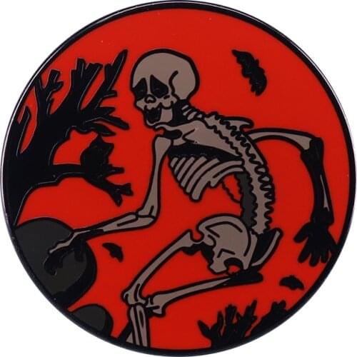 Red skull lapel pin horror gothic art addition