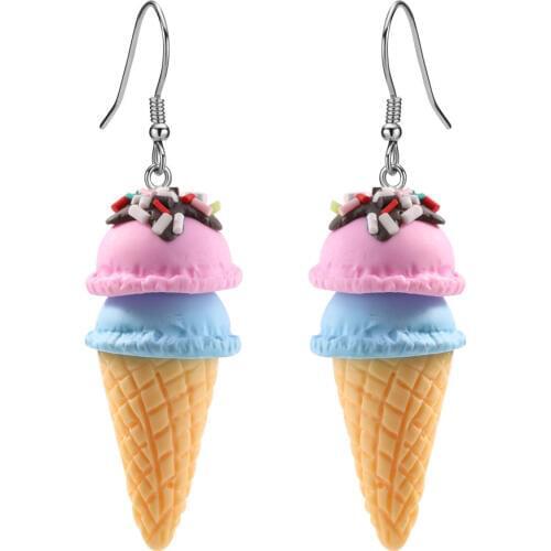 2019 Handmade Polymer Clay Cute Drop Earrings For Women Girl Kid Fashion 3D Food Ice Cream Dangle Earrings Jewelry Gift