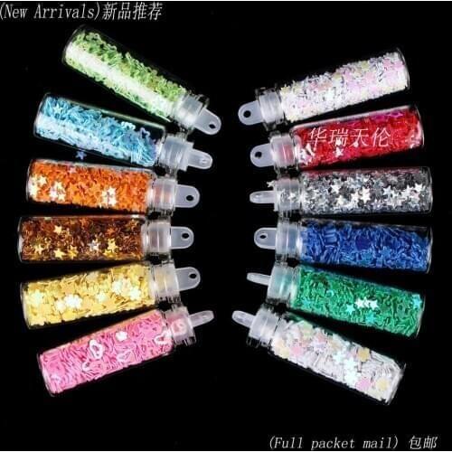 Set of 12 Bottles Mix Colours Nail Art Sequined Decoration Nail Sticker