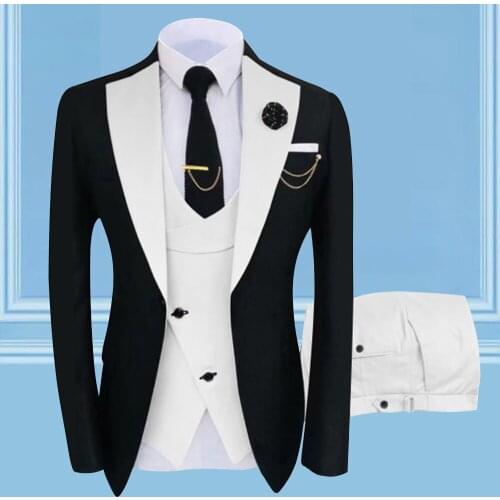 New Fashion Wedding Dress Luxury Design 3Pieces Men Suit Slim Fit Single Breasted Homme Costume Tuxedo High Quality Male Blazer