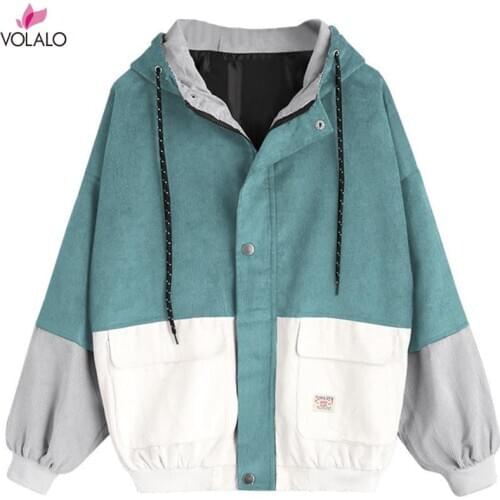 New Autumn Women Coats Corduroy Patchwork Oversize Zipper Jackets Windbreaker Coats And Jackets Women Baseball-Uniform Clothes