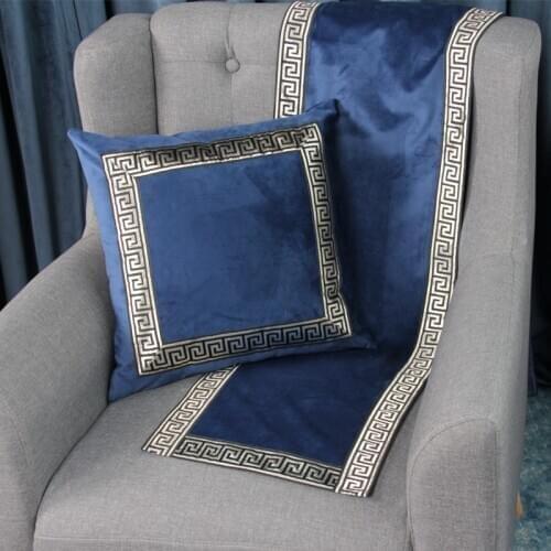 Solid Embroidered Table Runners Patchwork Blue Rectangular Table Cloth Luxury Elegant Dining Tea Table Shoe Cabinet Covers Flag