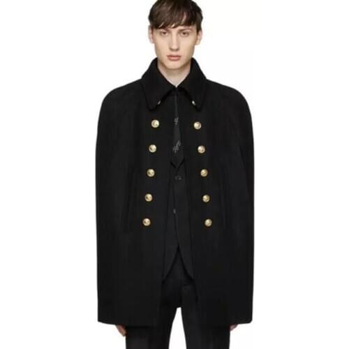 Autumn and winter loose long coat mens new cloak cloak woolen coat large size woolen mens tide bat sleeve