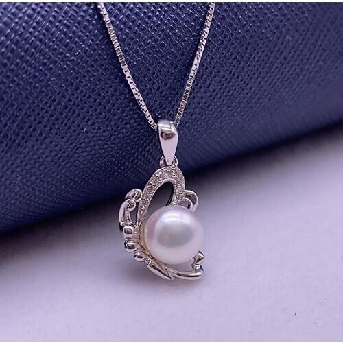 Sinya Natural Pearl Butterfly Pendant 925 Pure Silver Necklace Charm Women Mum Lover Gift Jewelry Hot Sale