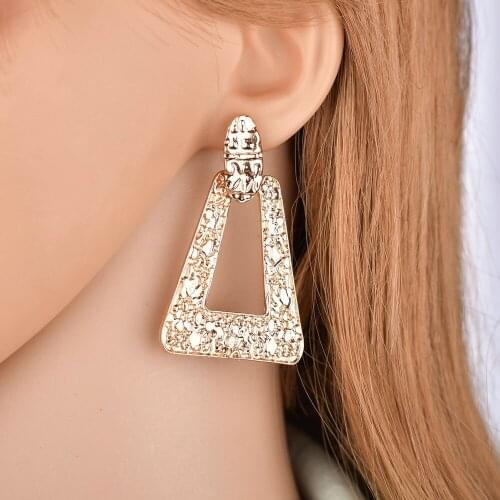 Luxurious Geometric Gold Big Drop Earrings Metal Hollow Out Gold Earrings for Women Wedding Party Jewelry Gifts