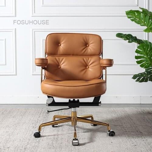 Luxurious Office Chairs Back Home Computer Chair Leather Boss Chair Bedroom Furniture Lift Swivel Armchair Student Gaming Chairs