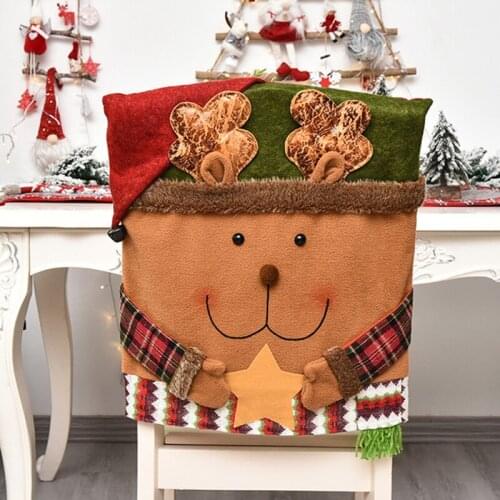 Santa Snowman Elk Chair Covers Christmas Decor Dinner Chair Xmas Cap Sets Dinner Table Hat Chair Back Covers